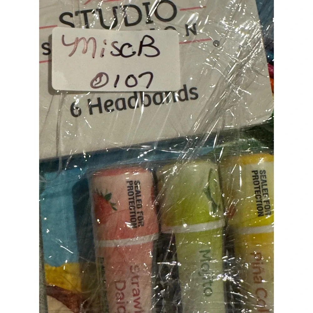 Studio Selection Kids 6 Rainbow Headbands & ChapStick Mocktail Lip Balm Set NIP